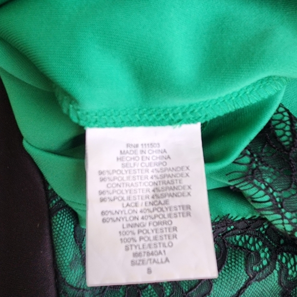 As U Wish Womens Green Black Lace Strapless Dress Bodycon Mini Stretch Small - Picture 12 of 13